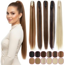 Natural Thick Jaw Claw Clip In Ponytail Straight Hair Extensions As Human Hair M