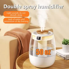 USB Portable Dual Nozzle Cold Fog Bedroom Silent Humidifier with Digital Display