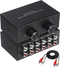 UNSTINCER Cinch RCA L/R Audio Switch 4(2)-In-2(4)-Out, Analog Stereo Aux