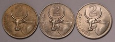 1966 The Gambia 2 Shillings QEII Coins (3) KM #5 - AU/Unc