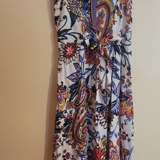 Multicolor Paisley Floral Sleeveless Tie Accent Maxi Women's Dress