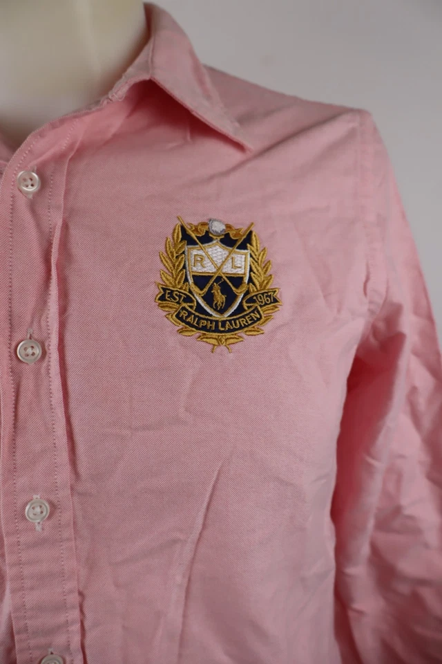 Ralph Lauren Camisa Mujer Algodón Rosa Unicolor Manga Larga Casual - Imagen 3 de 4