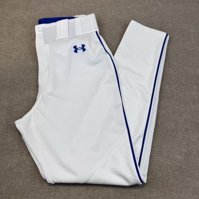 Under Armour Baseball Pants Mens M White Ankle Long Blue Stripe Piping NWOT