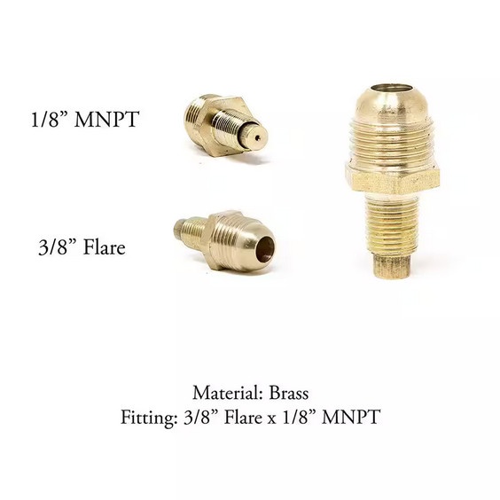 Gas One Propane Brass Orifice Fitting 3/8" Flare x 1/8" MNPT Male