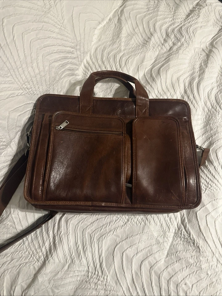 Vintage Wilson Brown Leather Brief Case Messenger Bag Laptop Bag Handbag Flaws - Image 4 of 4