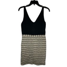 Loft double v neck color block dress Size 2 Black Tan Career Wear