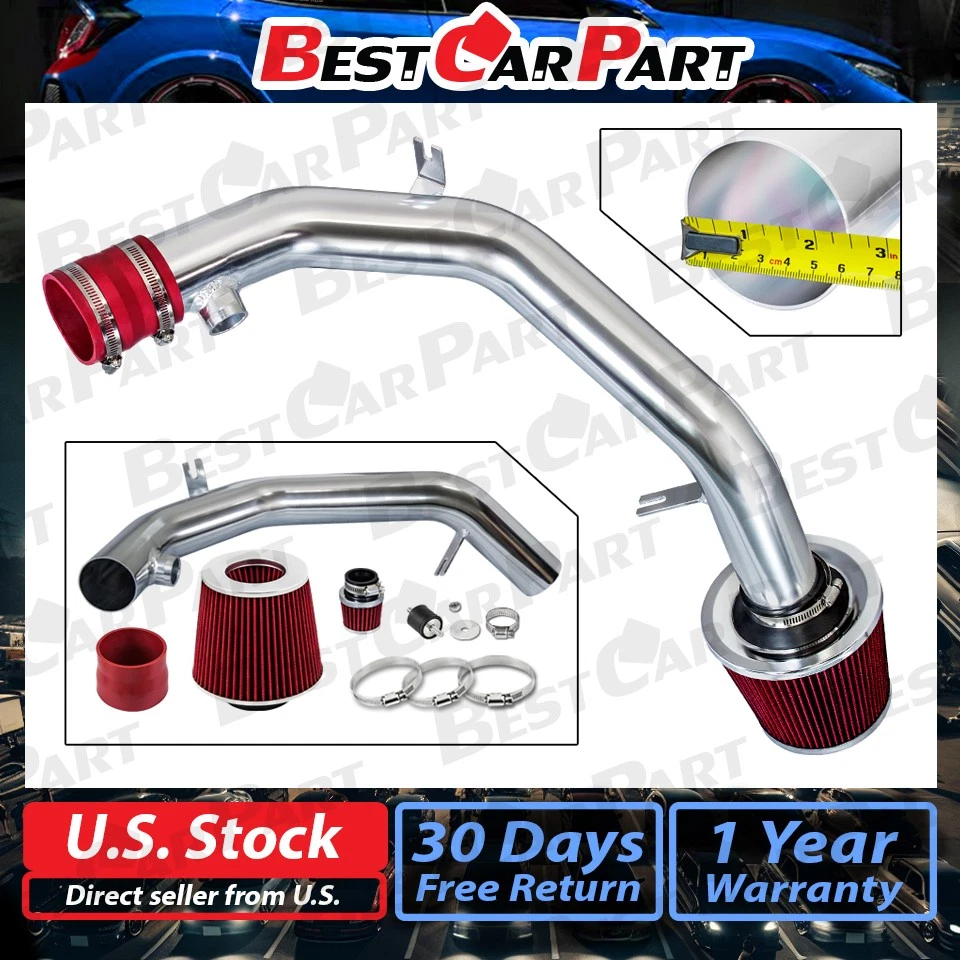 99-04 VW Golf Jetta 2.8 VR6 Polished Cold Air Intake Kit +RED Filter - Image 2 of 4