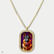 New Cute German Shepherd Dog Breed Fashion Pendant Necklace Chain Graphic Dog Ta