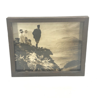 Vintage Hawaii Foto Landschaft Hawaii Vulkan 1940er Holz gerahmt 15'' x 12''