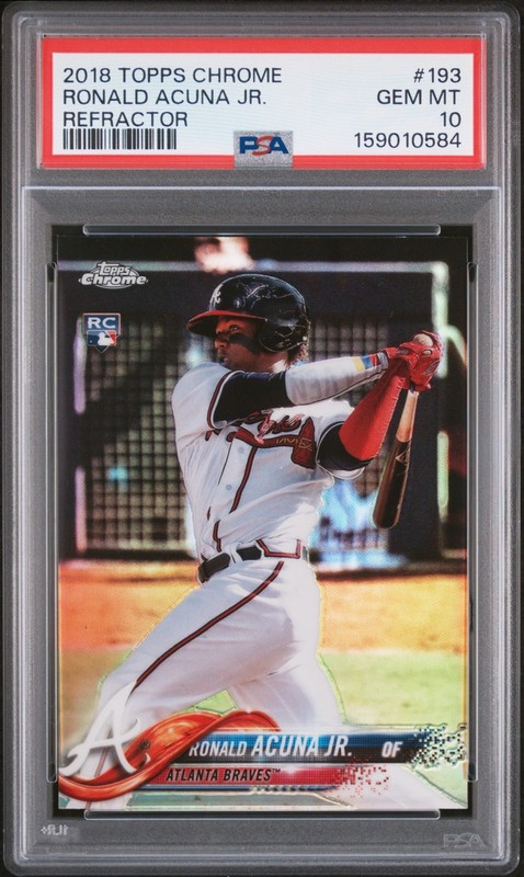 2018 Topps Chrome Prism Refractor #193 Ronald Acuna Jr. RC Gem Mint PSA 10