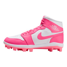 Jordan 1 Retro MCS Men's Baseball Cleats (White/Sunset Pulse/Digital Pink)