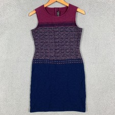 St. John Sheath Dress Sz 8 Sleeveless Wool Blend Colorblock Textured Tweed Knit