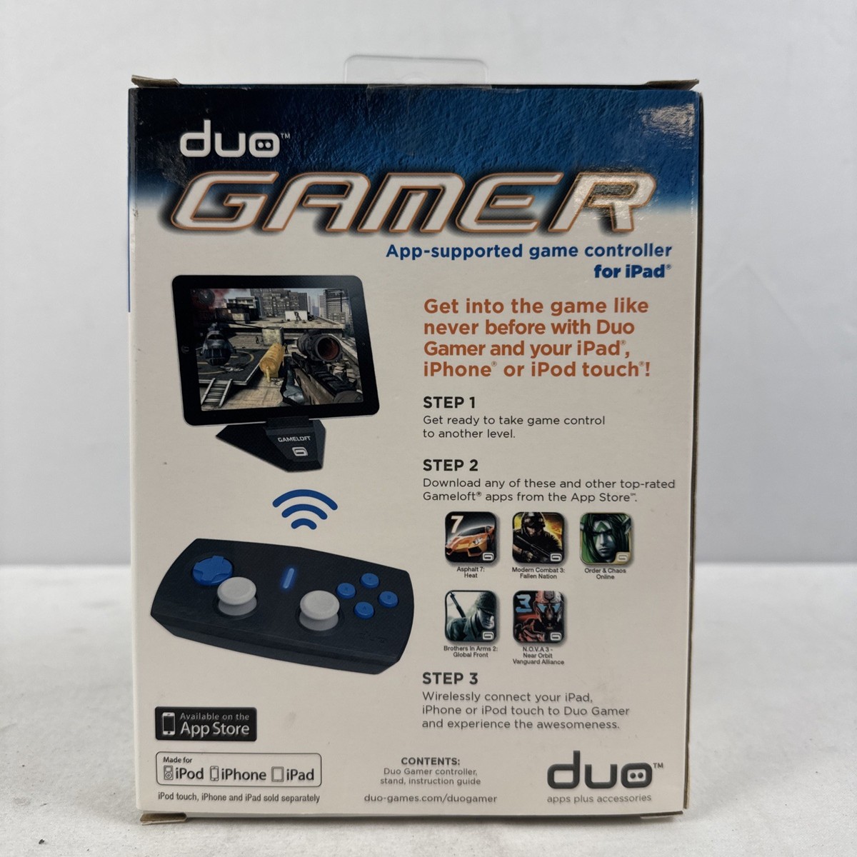 Duo Gamer Game Controller For iPad Gameloft Apps NEW
