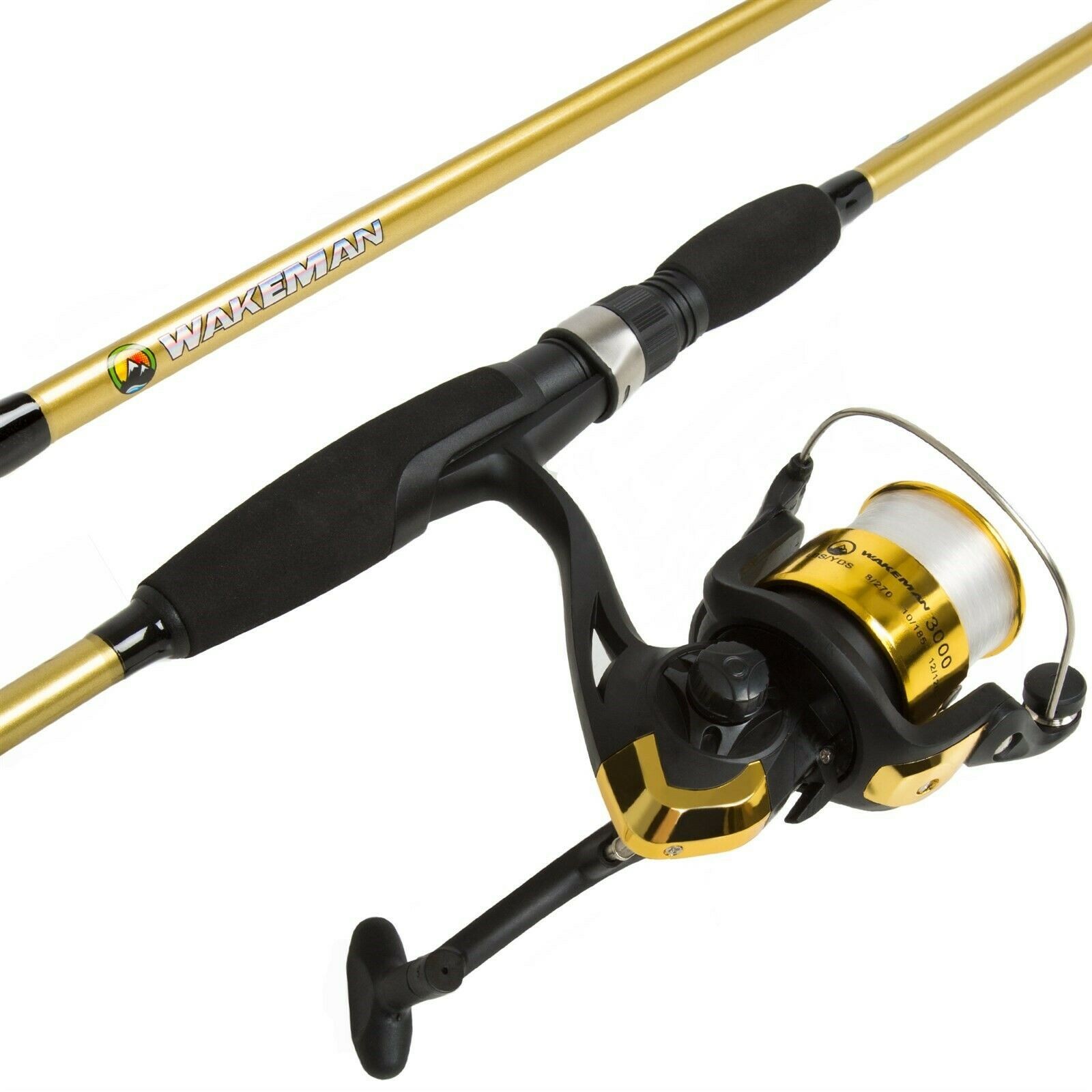 Strike Series Gold Bait Cast Spinning 2 Pc Long Rod and Reel Combo 78 Inches