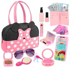 Pretend Play Purse for Little Girls, Toddler Purse with Pretend Makeup Toys f
