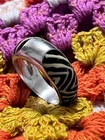 Vintage Sterling Silver Zebra Pattern Chunky Dome Ring 925 Size 6.5