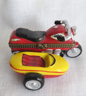 Motorcycle And Sidecar Trinket Box With Sunglasses FREE SHIP