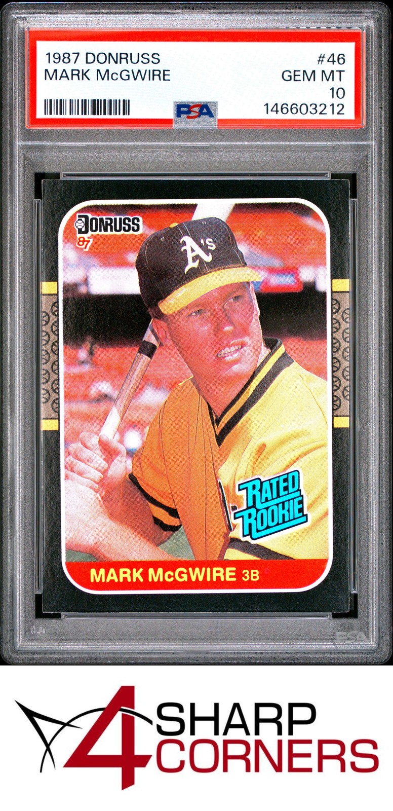 1987 DONRUSS #46 MARK McGWIRE RATED ROOKIE ATHLETICS PSA 10