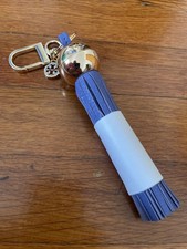Tory Burch Tassel Resin Bead Blue Leather Key Fob