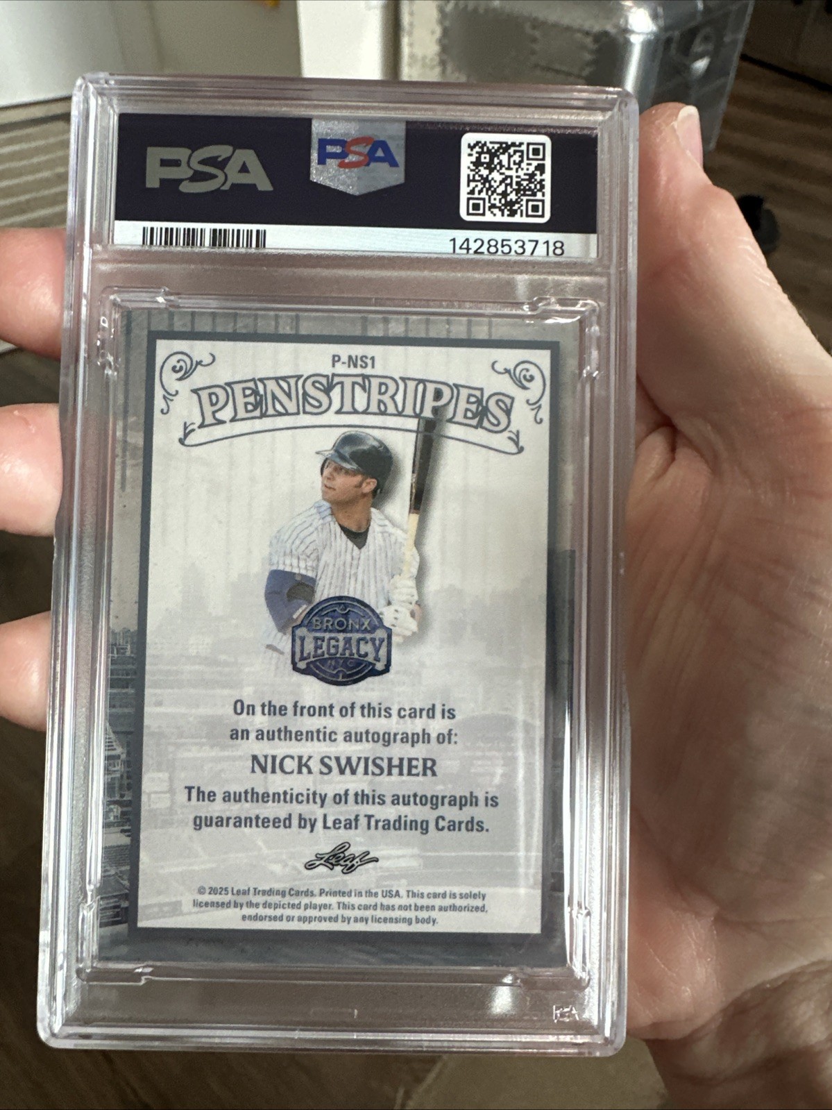 2025 LEAF A BRONX LEGACY NICK SWISHER 1/1 PNSTRPS-GOLD & AUTO PSA AUTHENTIC view 8