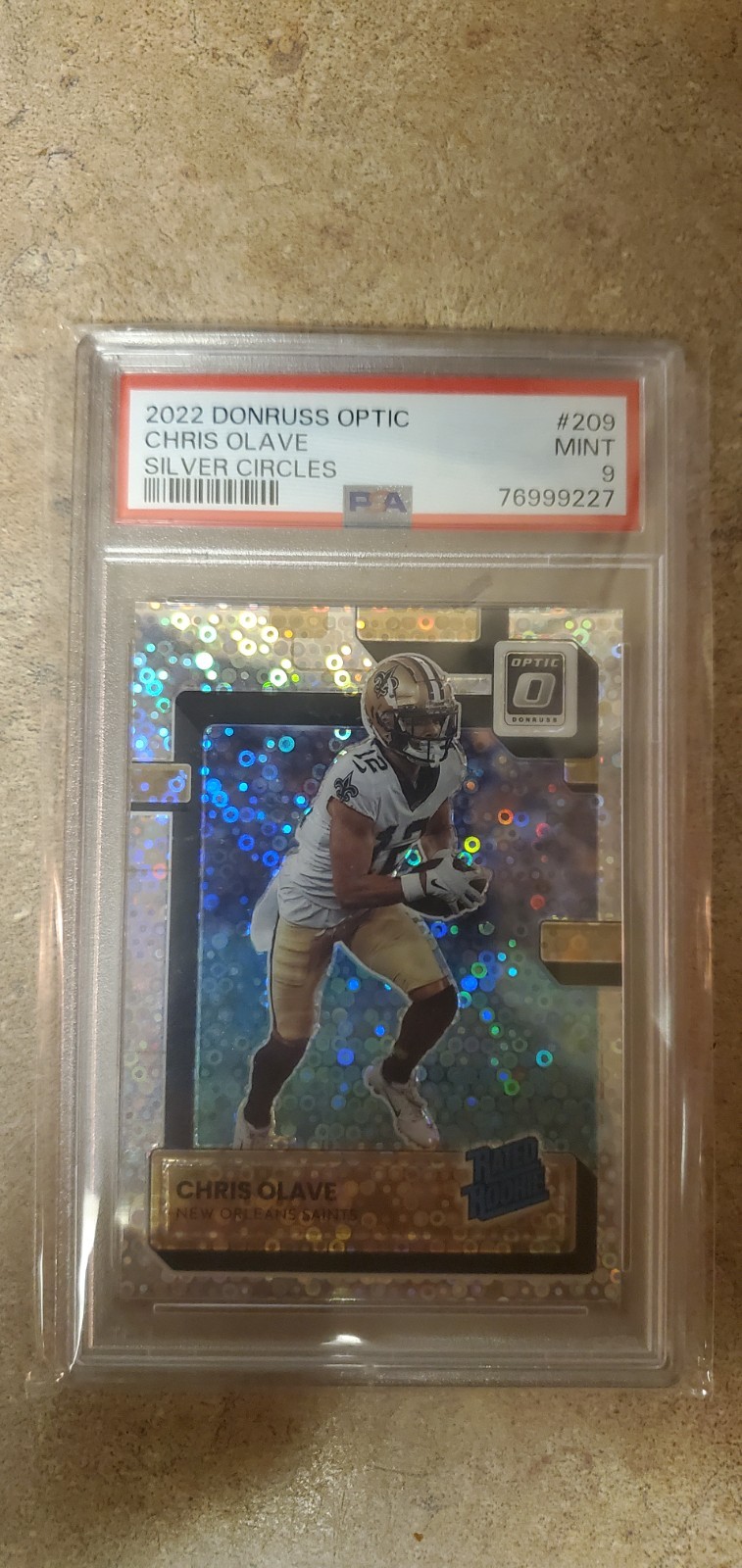 2022 Panini Donruss Optic Rated Rookie Chris Olave 209 Silver Circles /125 PSA 9