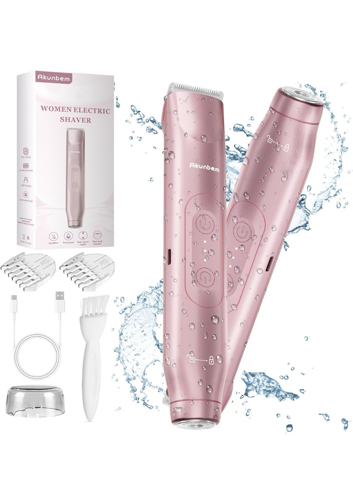 2 in 1 Women Electric Shaver Dual Head Bikini Trimmer for Wo