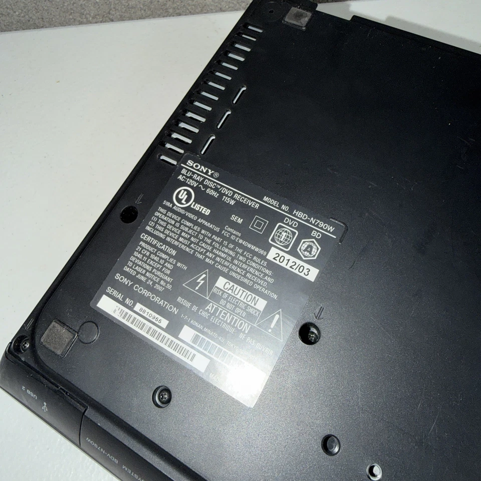 Receptor de cine en casa Sony HBD-N790W DVD 3D Blu-Ray sin control remoto ni HDMI.     s2 Foto 4 de 4