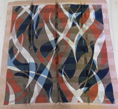 Foulard Vintage En Soie 100% Pierre Cardin - Dimensions 76x78 Cm - Années 80 - Occasion Très Bon État