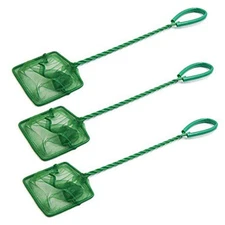 3pcs 6" Wide Spiral Handle Metal Frame Fish Tank Nylon Fish Catch Net Aquariu...