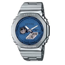 Activa X Invicta Unisex Digital Watch 45.5mm World Time Silver Steel New