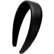1.7 Inch Leather Hard Headband Wide Padded Headband Hairband for Black