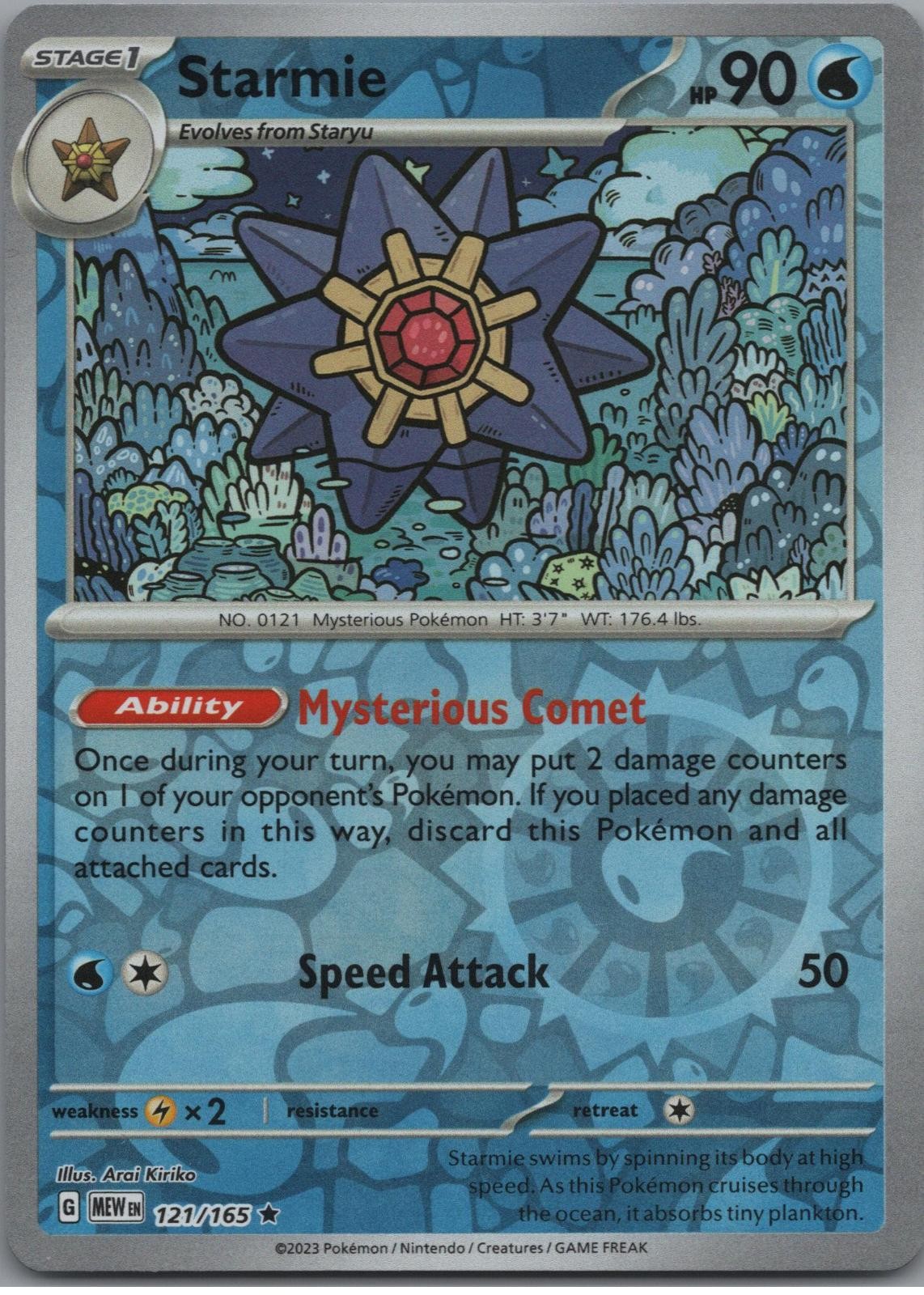 Starmie 121/165 Rare 151 Pokemon Reverse Holo Near Mint