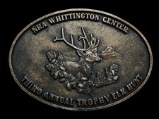 NB13109 VINTAGE 1970s  NRA WHITTINGTON CENTER ELK HUNT  BELT BUCKLE