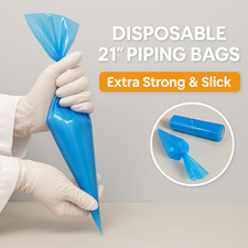 100 x 21 inch Blue Disposable Piping Bags - Dispenser Box with Perforated Bags