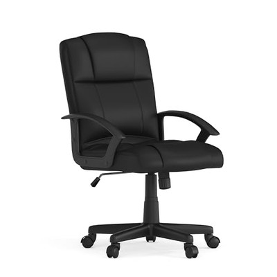 Flash Furniture Flash Fundamentals Mid-Back Black LeatherSoft-Padded Task Office
