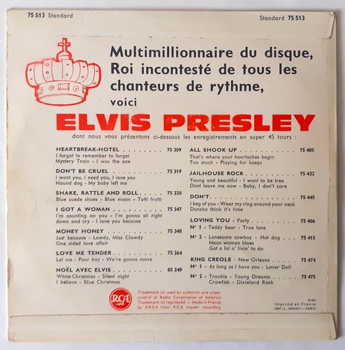 EP ELVIS PRESLEY - ELVIS WITH THE JORDANAIRES - ONE NIGHT -RCA FRANCE 1960 - 75513 - Bild 2 von 3