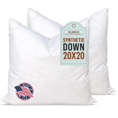 Pillowflex Synthetic Down Alternative Pillow Inserts for Shams - Comfy Pillow...