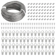 Picture Hanging Kit - 100 Feet Stainless Steel Hanging Wire, 60 Pcs D Ring Pi...