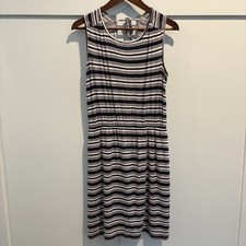 LOFT Dress Women Medium Navy White Striped Lined Casual Beach Coastal Preppy