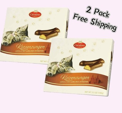 Carstens Marzipan Cat Tongues ''Katzenzungen'', 3.5 oz(100g)-2 Box Free  Shipping
