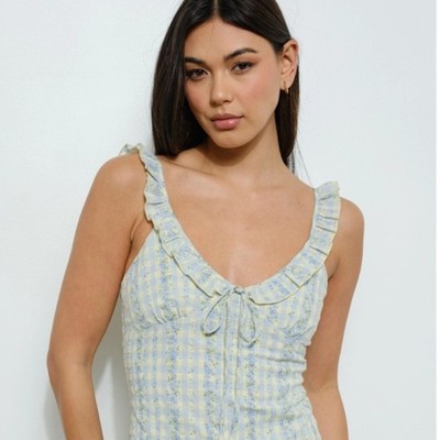 NWT Pretty Garbage Gingham Mini Dress Large