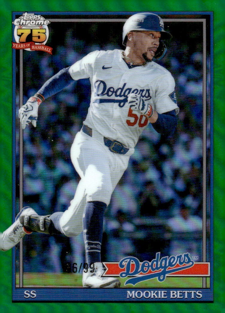 2026 Topps Chrome Mookie Betts #91CB-8 1991 Green Refractor Dodgers SP /99