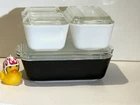 Pyrex Black 503 RODNEY KENT Black & White Opal 501, 502 Refrigerator Dishes