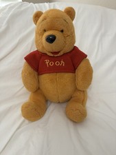 VTG Disney Winnie the Pooh 11" Stuffed Plush Animal Red Sweater with POOH