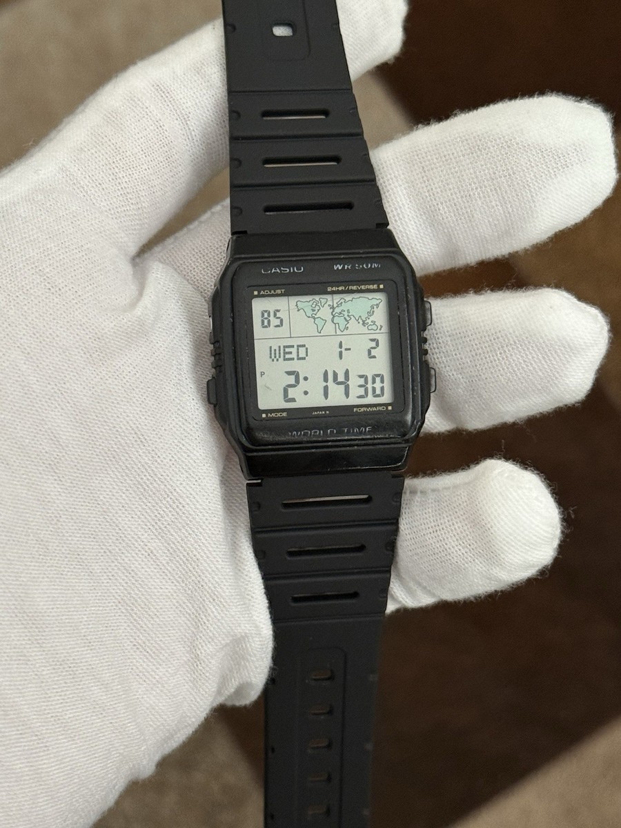 Rare Vintage Casio World Time W-50U Men's Digital Sports Watch Mod