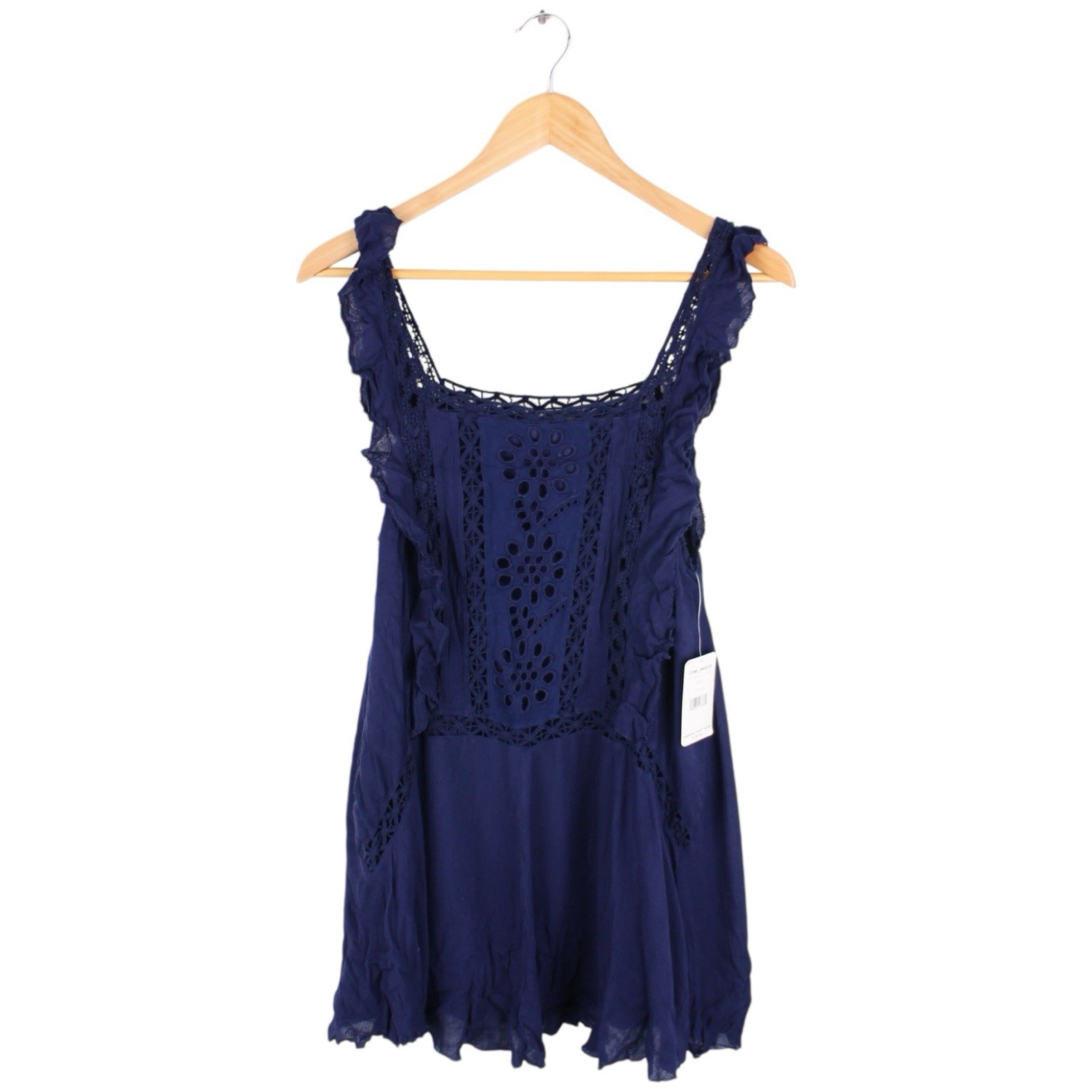 Free People Sleeveless Lace Trim Dress Navy Blue Women’s Size Small NWT