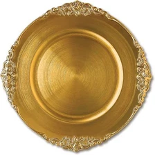 Gold Charger Plates - Antique Plate Chargers for Dinner Plates - Set of 6 Din...