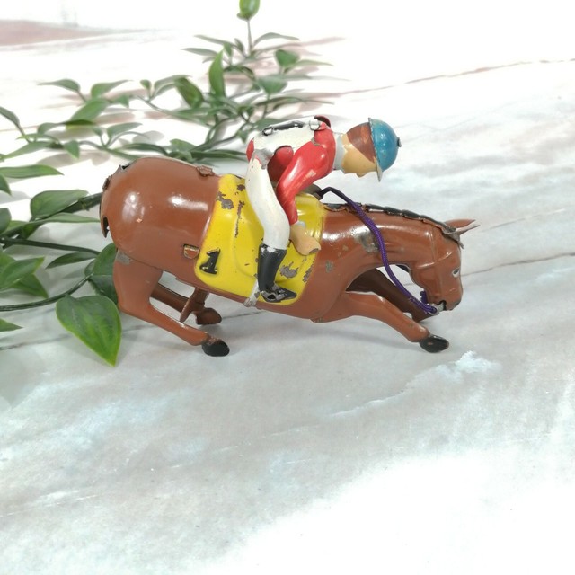 Vintage 1 Race Horse Rider Jockey Tin Wind Up Toy (GOOD) 4.50" eBay