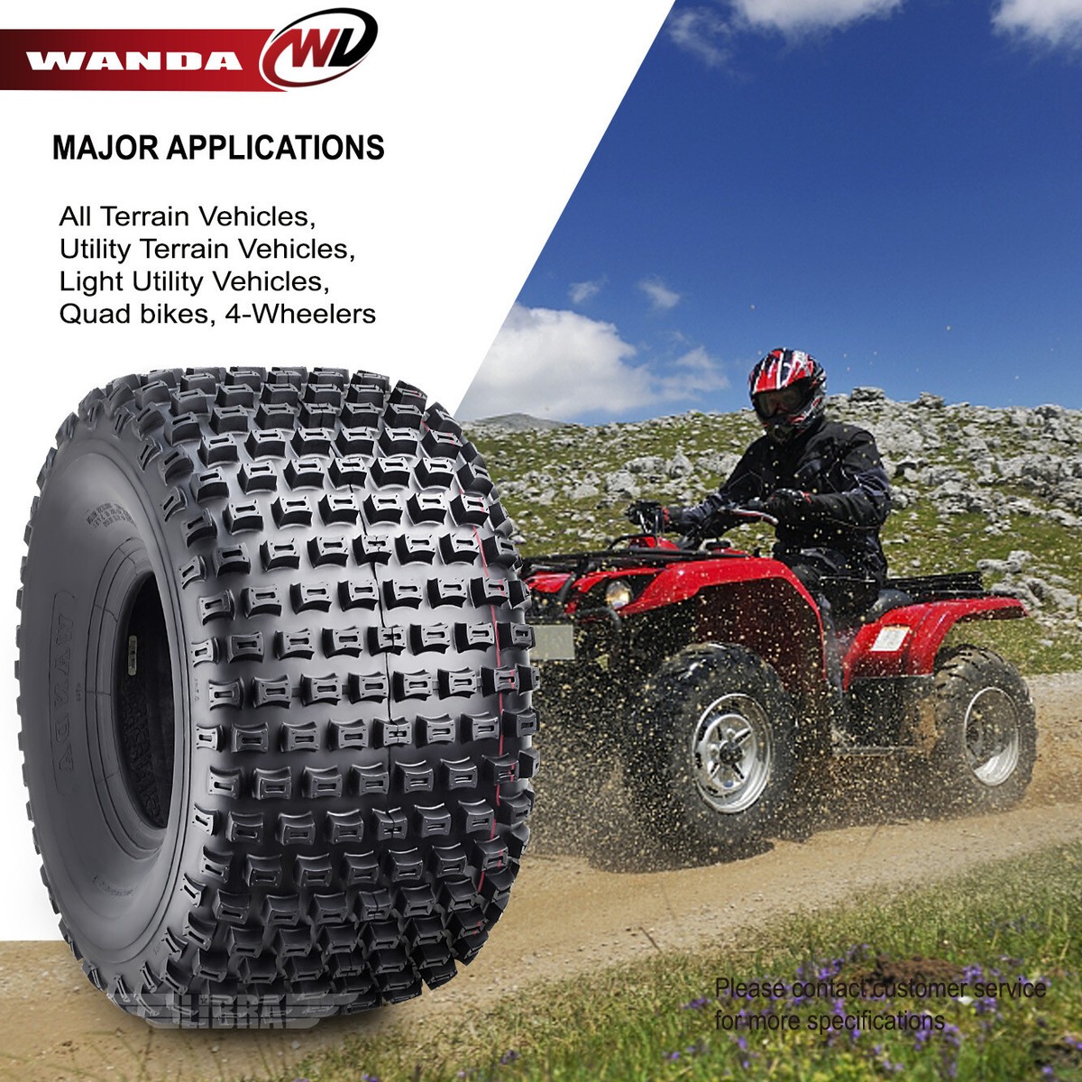 2 New WANDA ATV Tires 22X11-10 22x11x10 Knobby 10030 DEEP