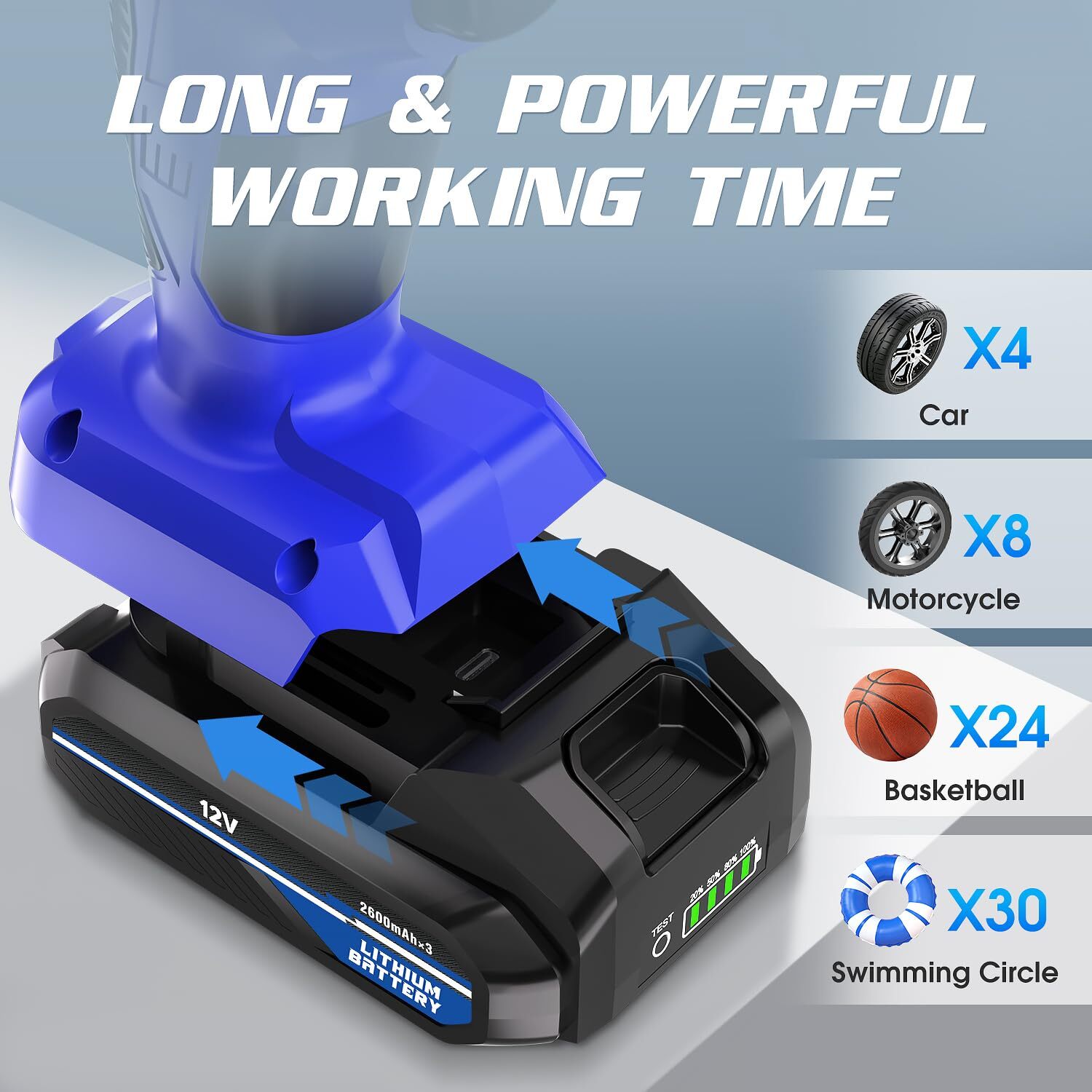 CARSUN Tire Inflator Portable Air Compressor Cordless Car Tire Pump with Rech...